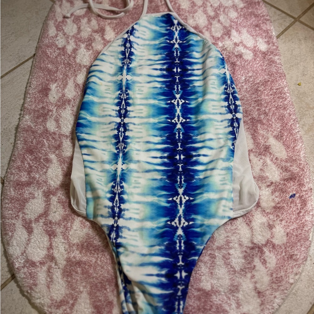 Blue and White Tie-Dye Women's Swimsuit
